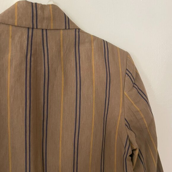 ZARA Striped Linen Blend Blazer with Rolled Sleeves - S - Picture 6 of 9